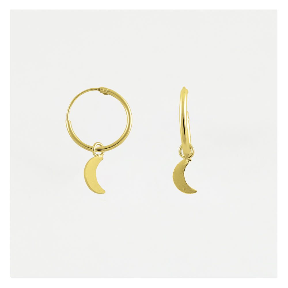 Gold Plated Silver Luna Crescent Moon Hoop Earrings