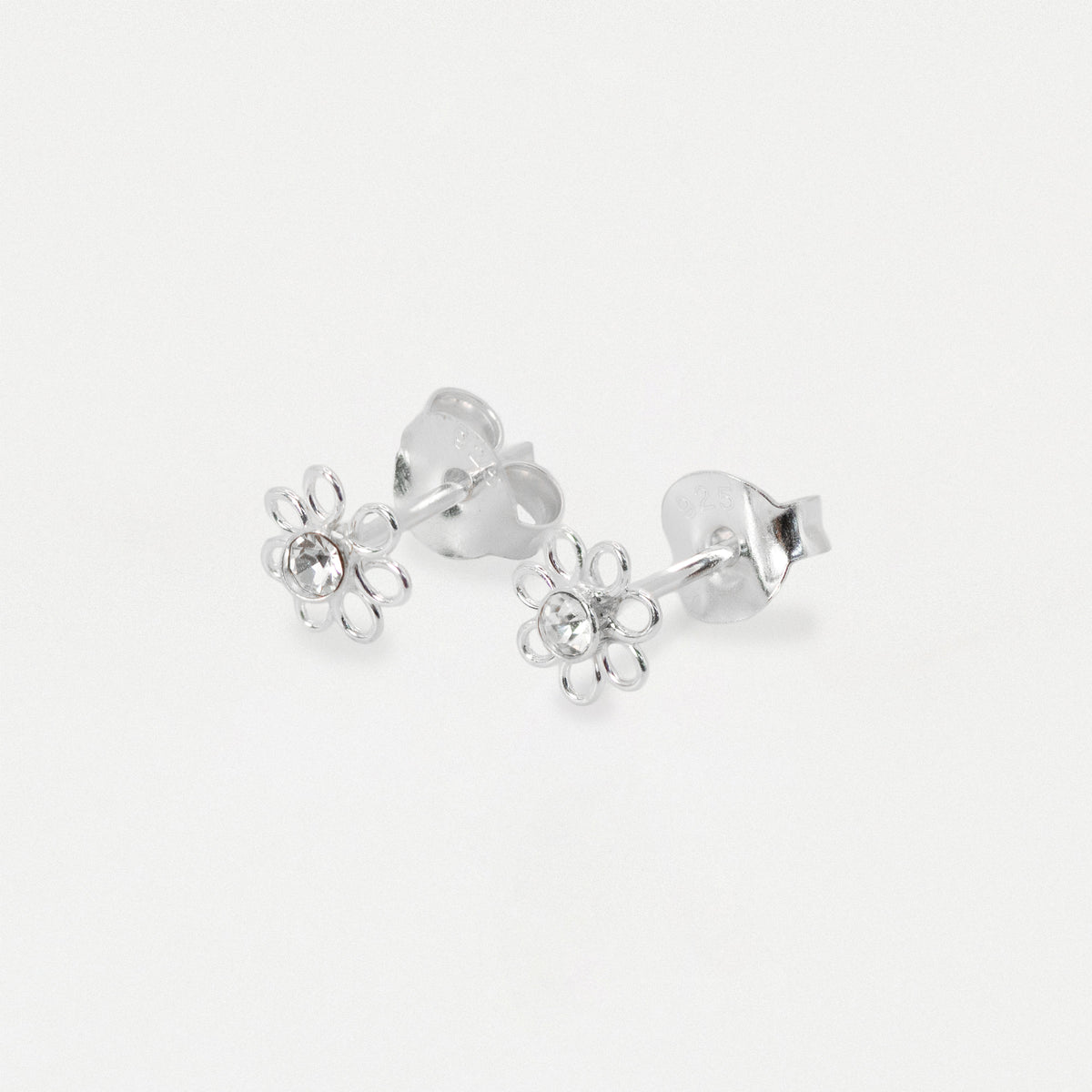 Silver Daisy Crystal Ear Studs