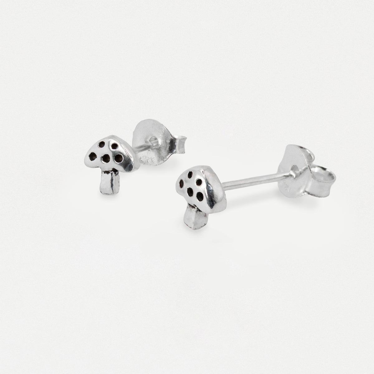 Silver Toadstool Stud Earrings