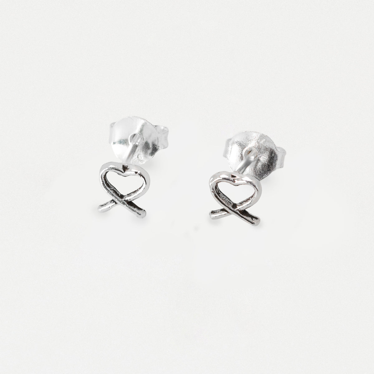 Silver Cut Out Heart Ear Studs