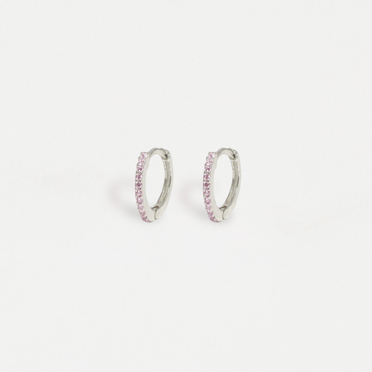 Silver CZ Huggie Hoop Earrings - 8mm