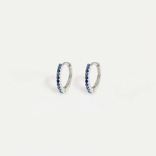 Silver CZ Huggie Hoop Earrings - 8mm