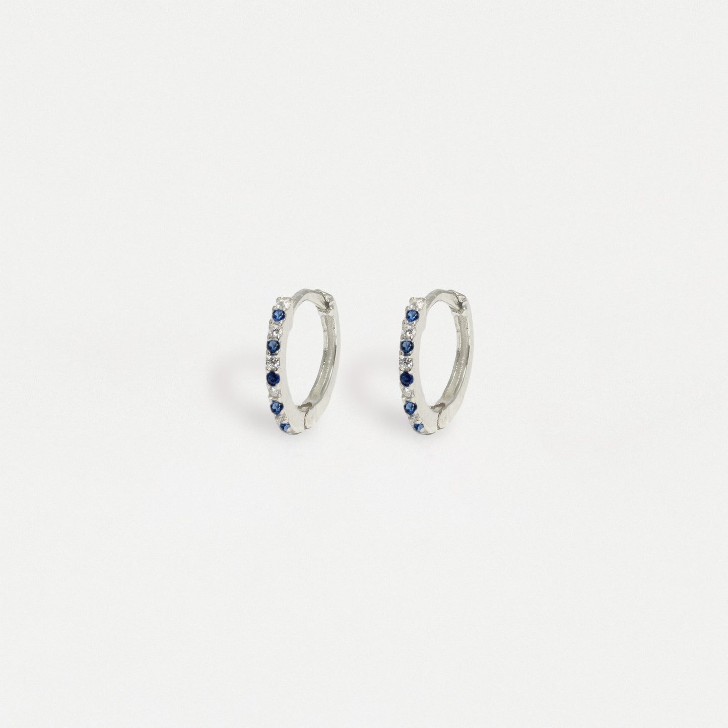 Silver CZ Huggie Hoop Earrings - 8mm
