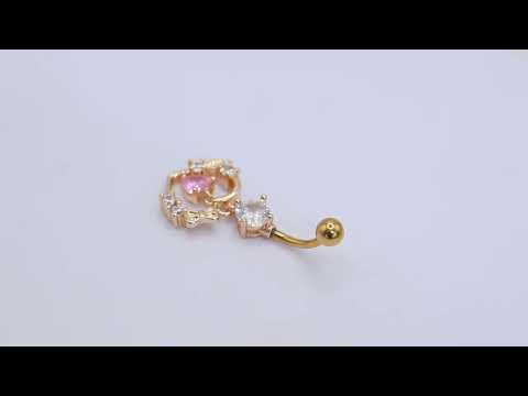 Gold PVD Steel Sweetheart Dangle Belly Bar