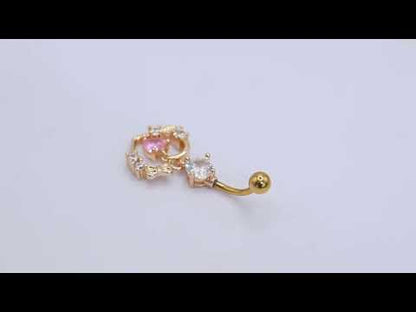 Gold PVD Steel Sweetheart Dangle Belly Bar