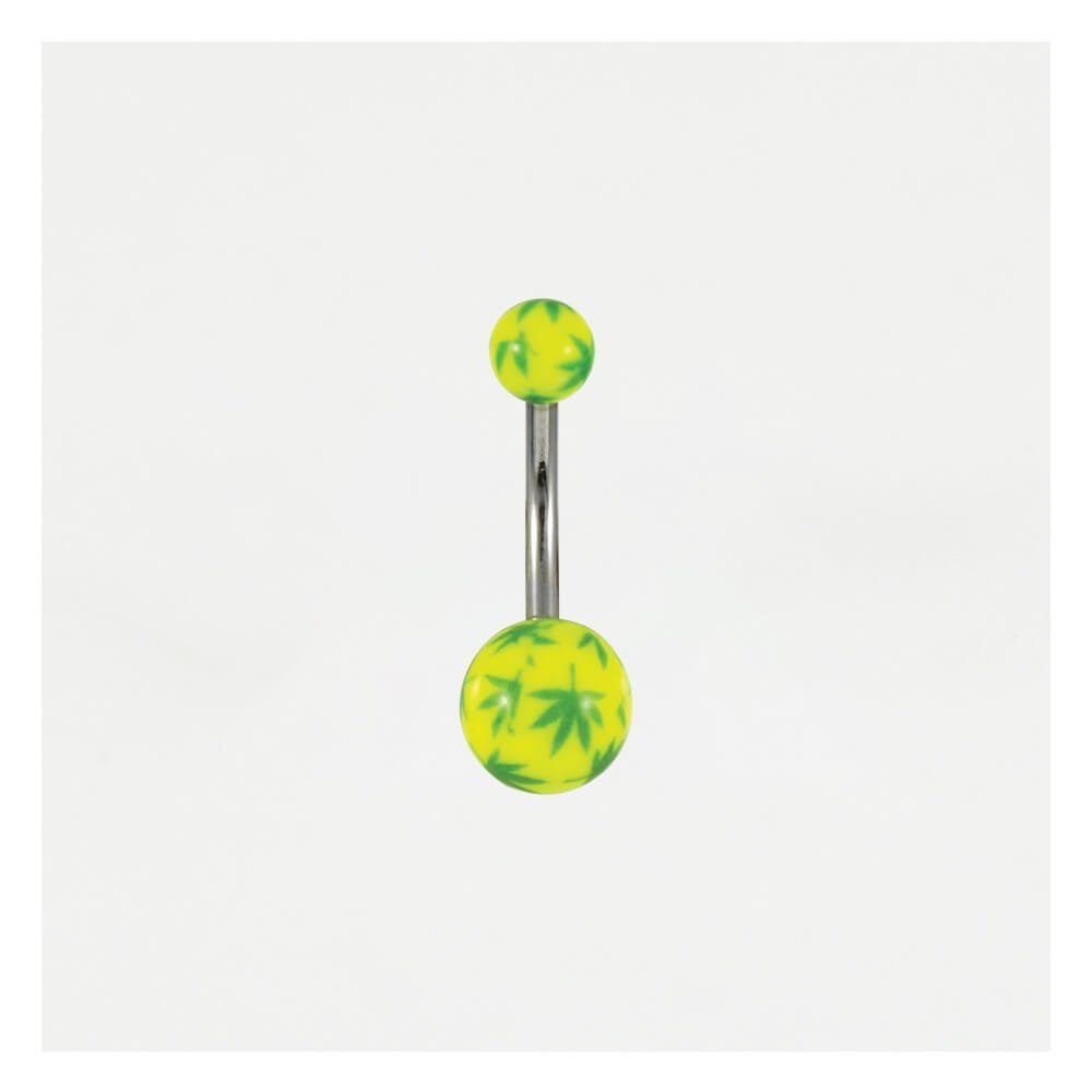 Neon Cannabis Leaf Belly Bar