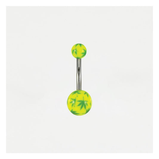 Neon Cannabis Leaf Belly Bar