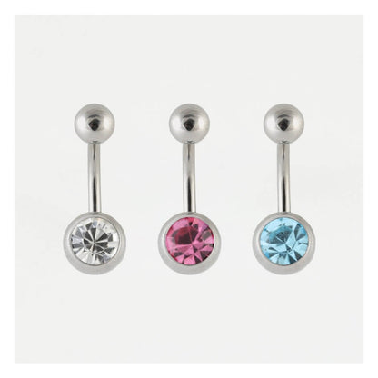 Steel Single Jewelled Belly Bar