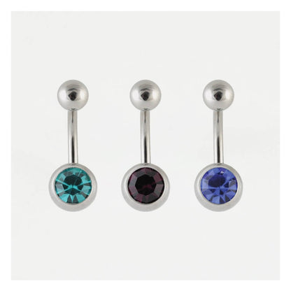 Steel Single Jewelled Belly Bar
