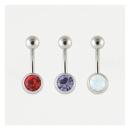 Steel Single Jewelled Belly Bar