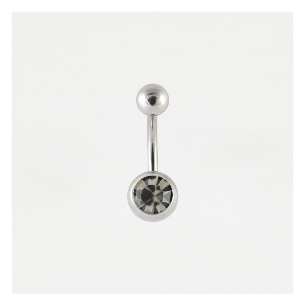 Steel Single Jewelled Belly Bar