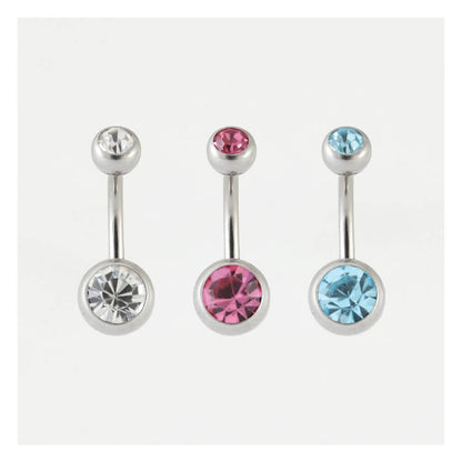 Steel Double Jewelled Belly Bar