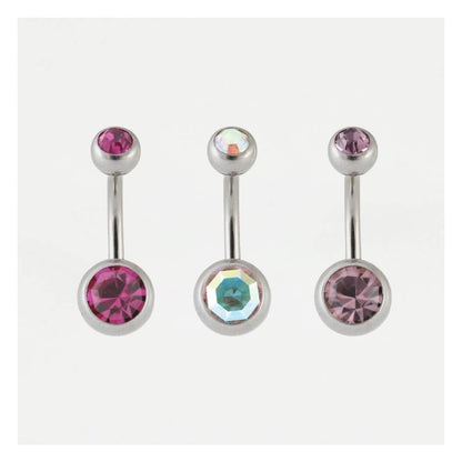 Steel Double Jewelled Belly Bar