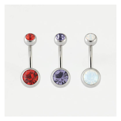 Steel Double Jewelled Belly Bar