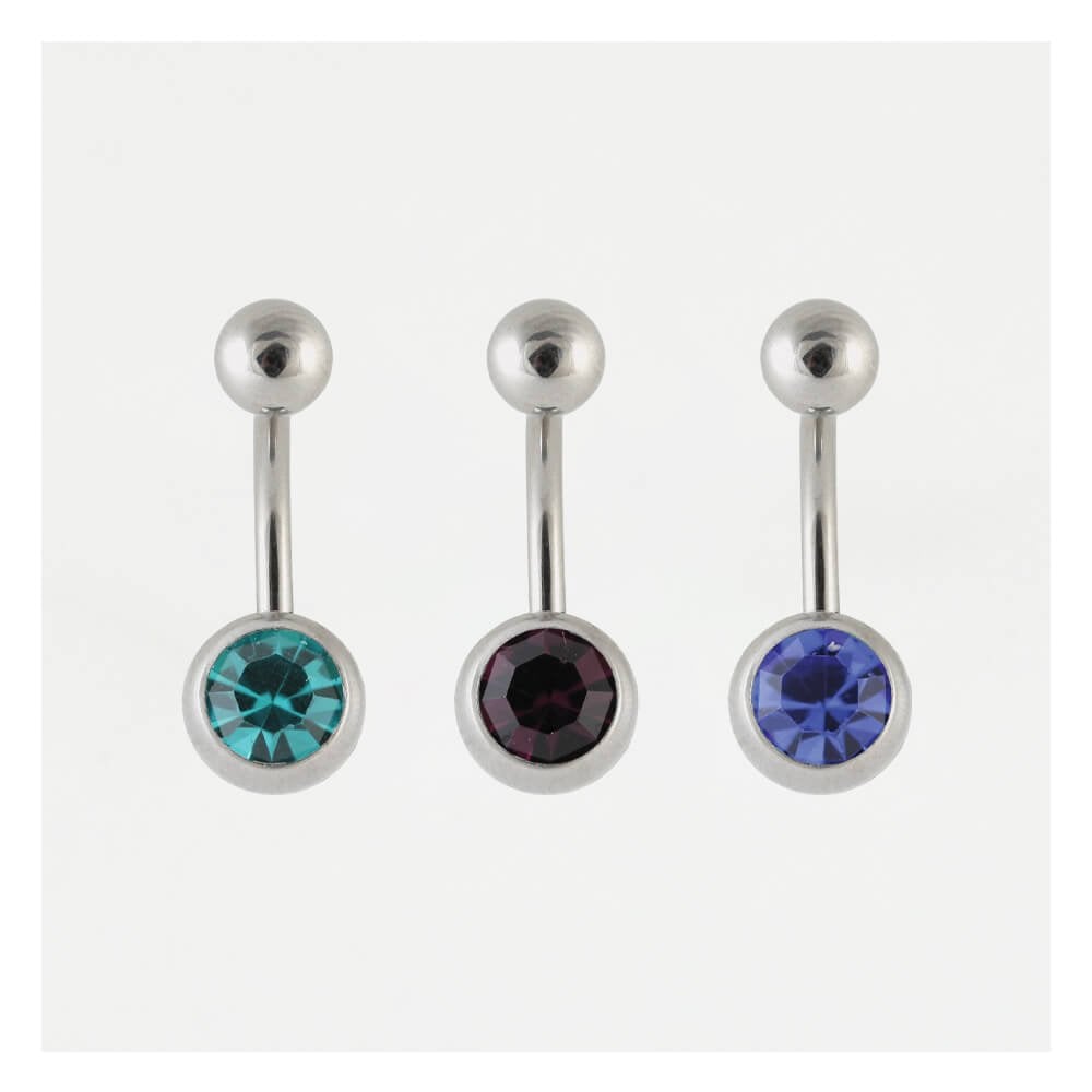 Titanium Single Jewelled Belly Bar