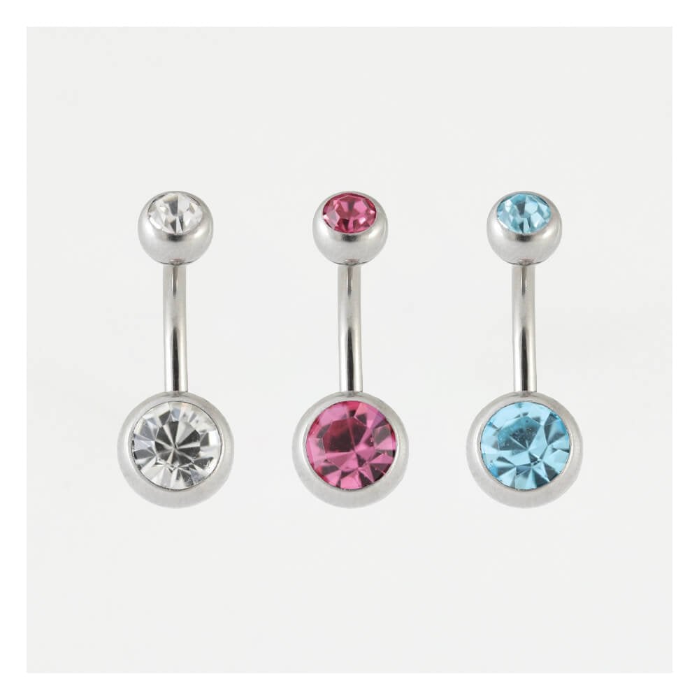 Titanium Double Jewelled Belly Bar