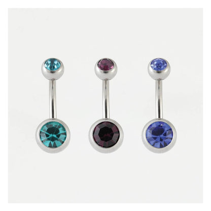 Titanium Double Jewelled Belly Bar