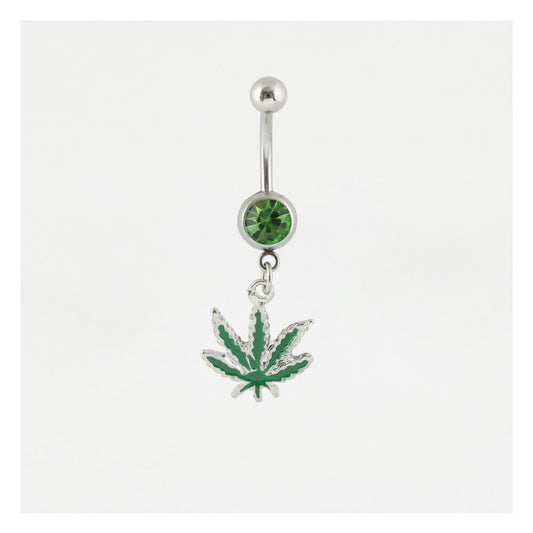 Steel Cannabis Leaf Belly Bar