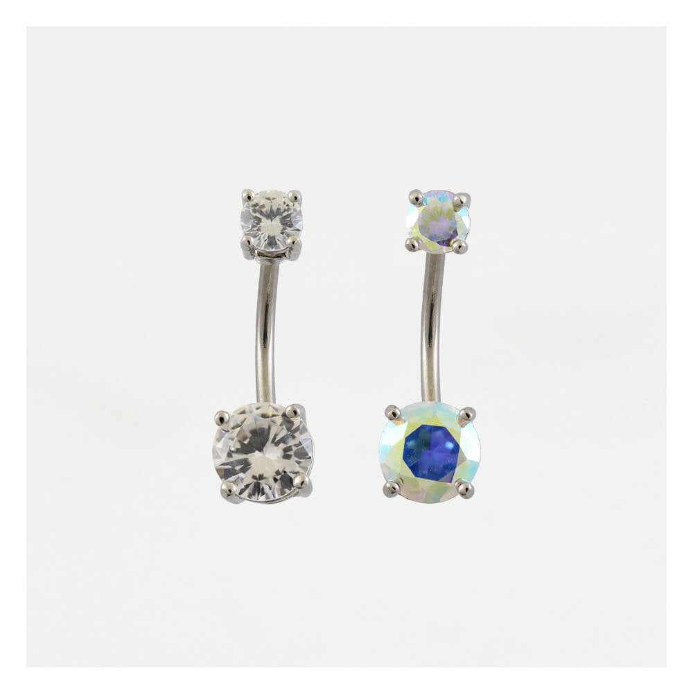 Double Gemset Belly Bar