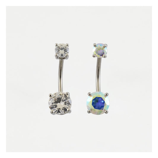 Double Gemset Belly Bar
