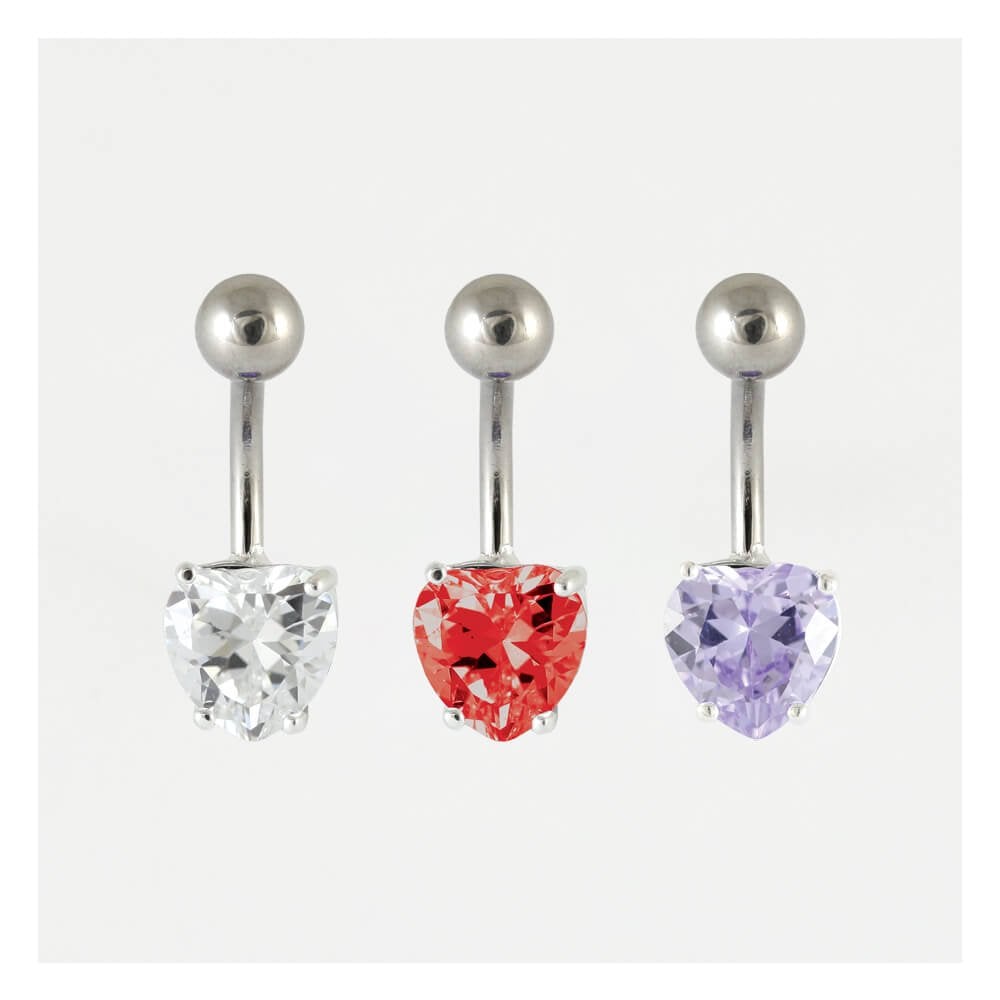 Gemset Heart Belly Bar