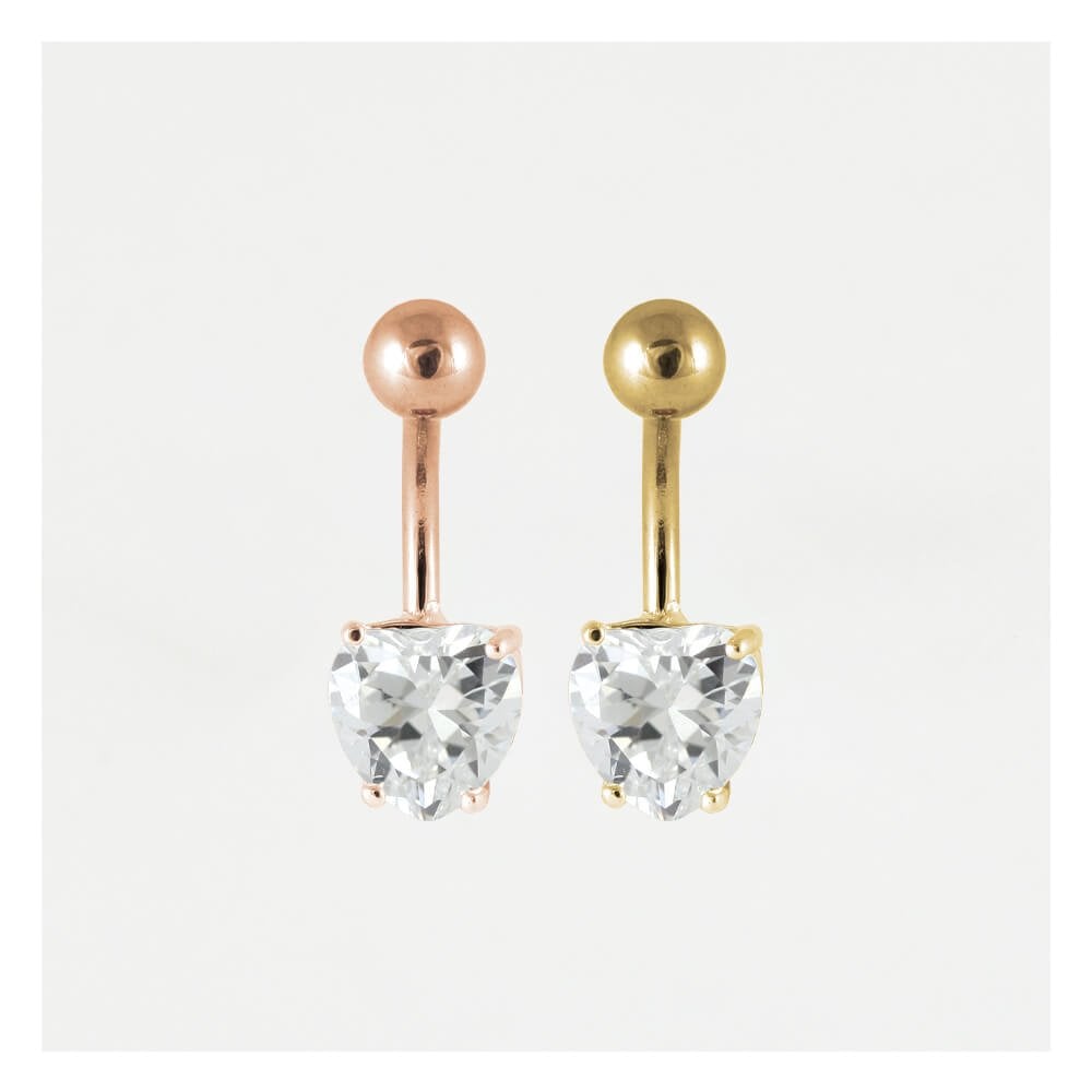 Gemset Heart Belly Bar