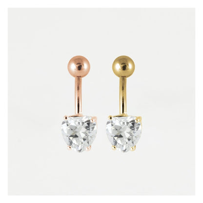 Gemset Heart Belly Bar