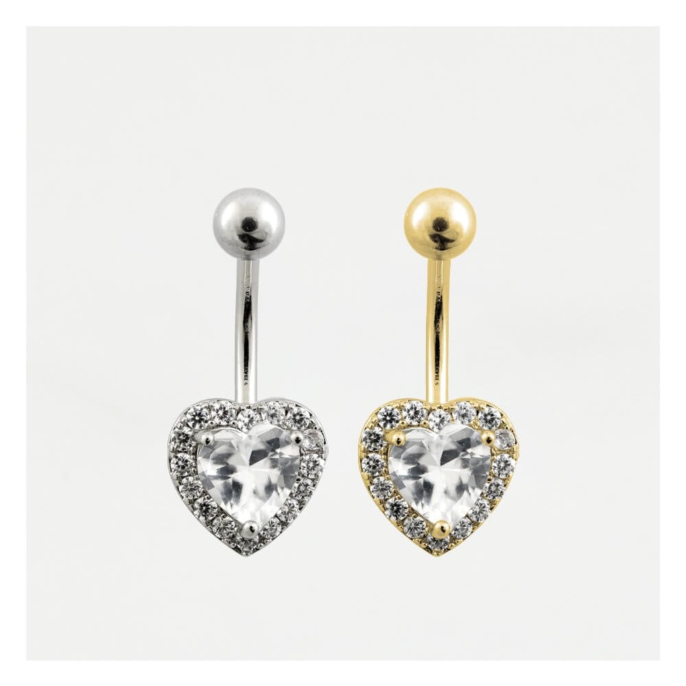 Multi Gem Heart Belly Bar