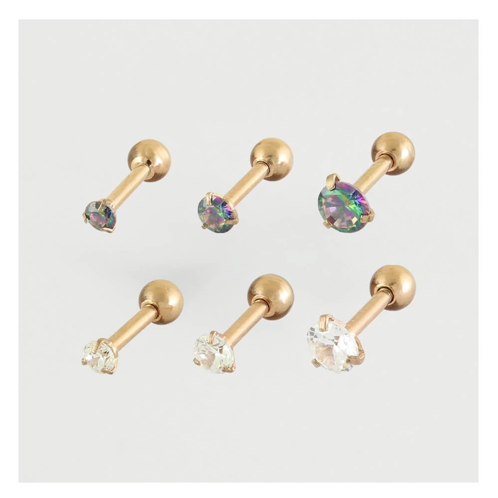 Rose Gold PVD Steel Jewelled Ear Bar