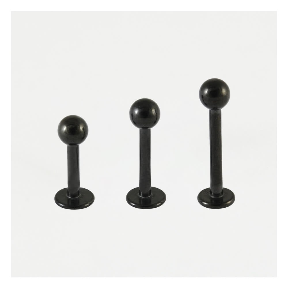 Black PVD Steel Labret with Plain Ball - 1.2mm