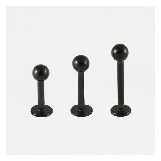 Black PVD Steel Labret with Plain Ball - 1.2mm