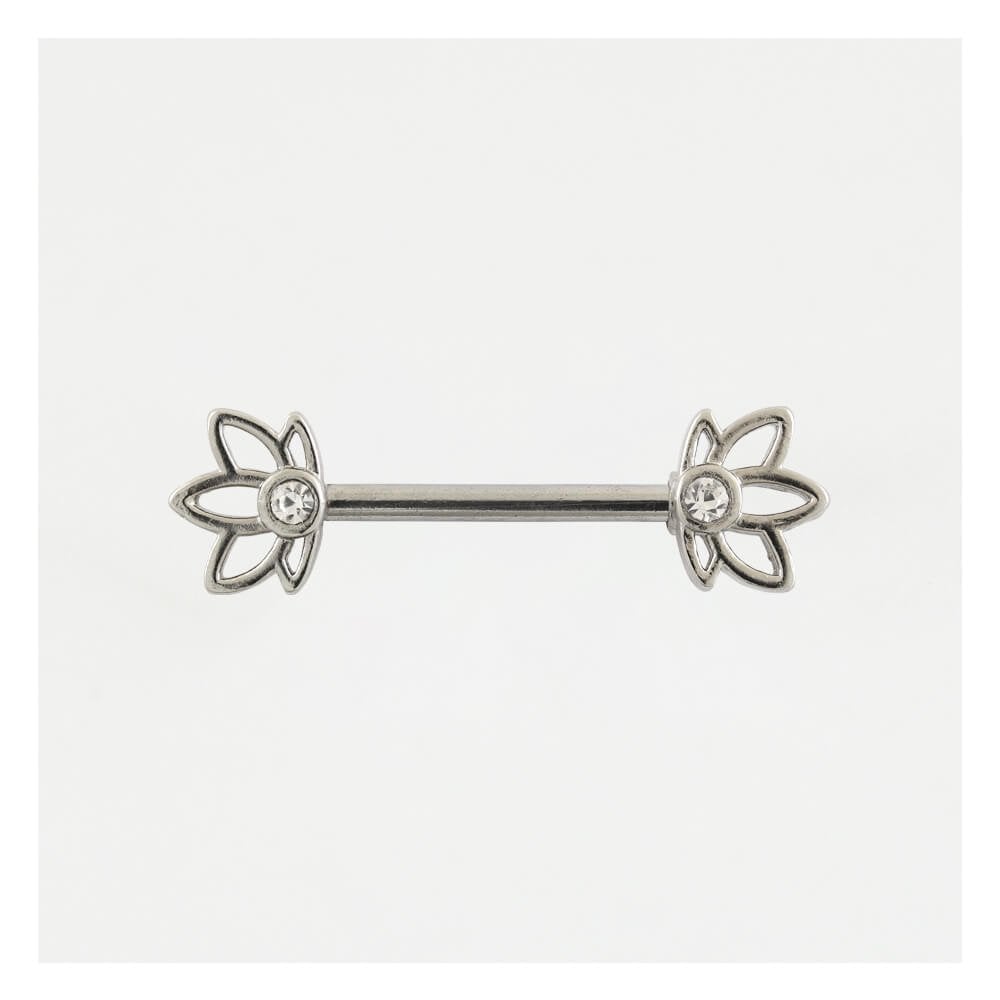 Steel Lotus Flower Nipple Bar