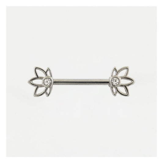 Steel Lotus Flower Nipple Bar