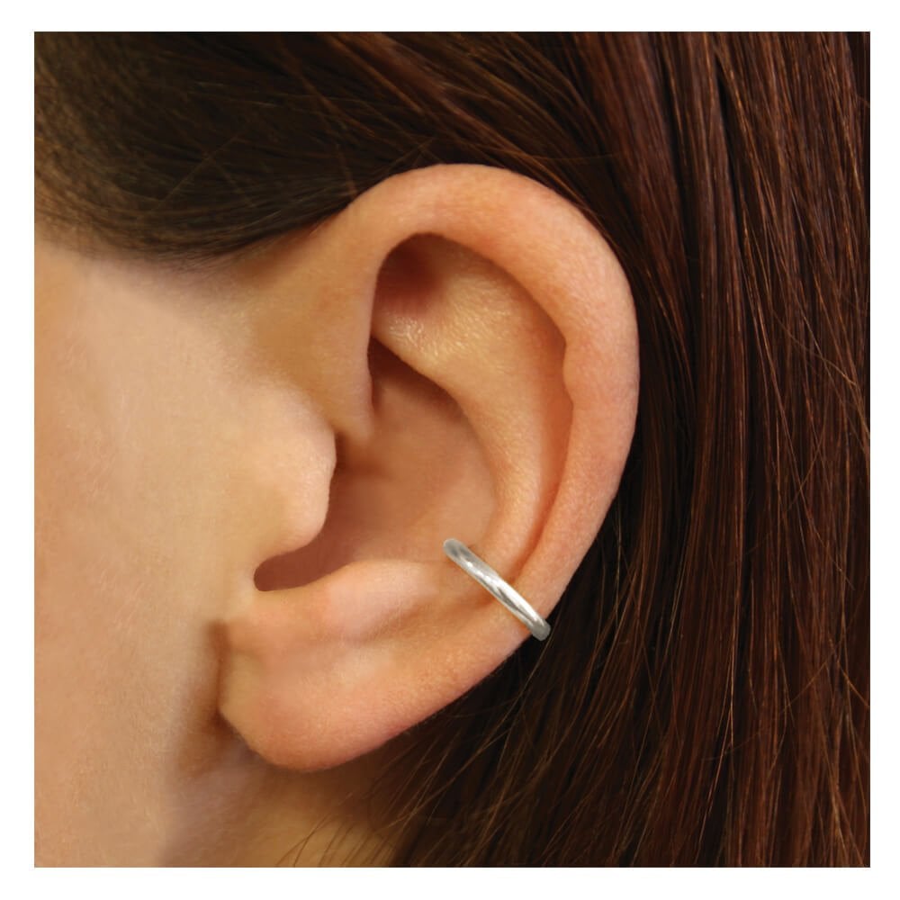 Sterling Silver Plain Band Ear Cuff - 10mm