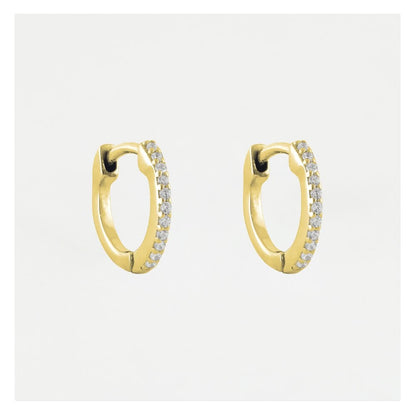 Silver CZ Huggie Hoop Earrings - 8mm