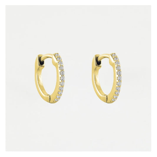 Silver CZ Huggie Hoop Earrings - 8mm