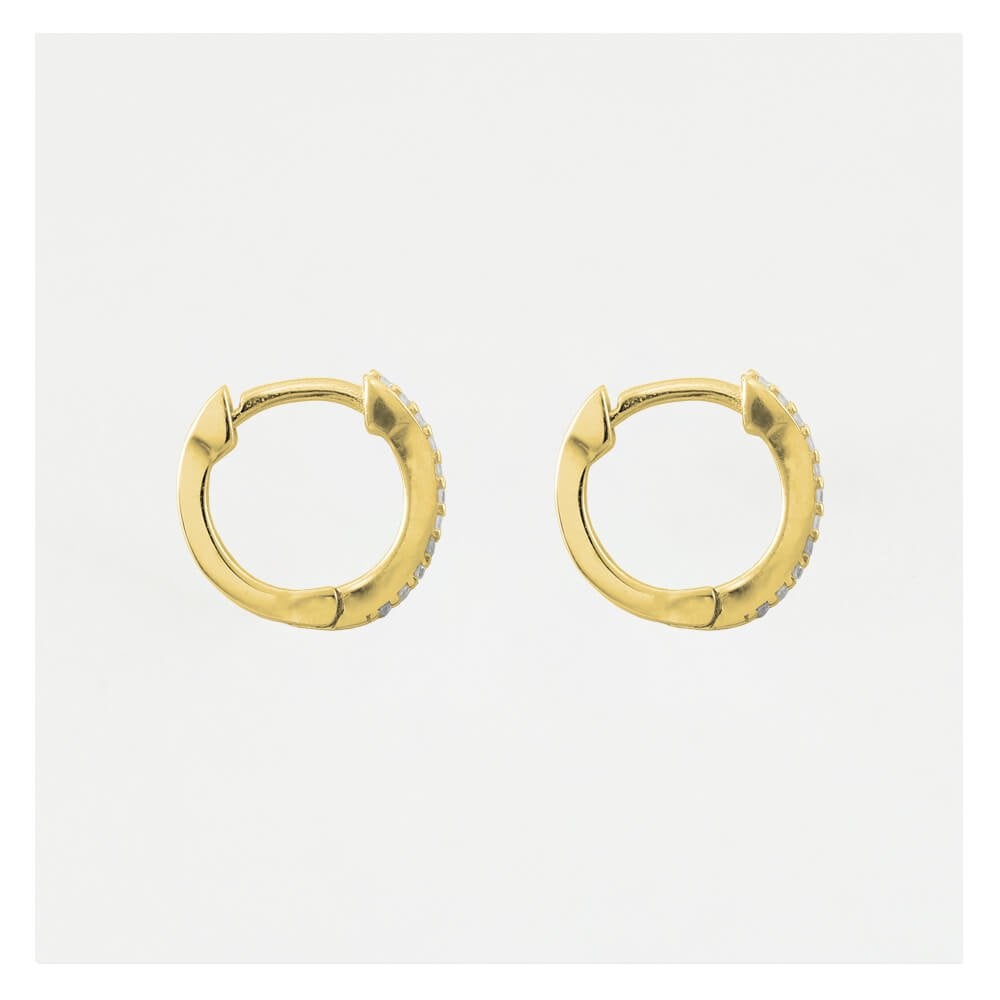 Silver CZ Huggie Hoop Earrings - 8mm