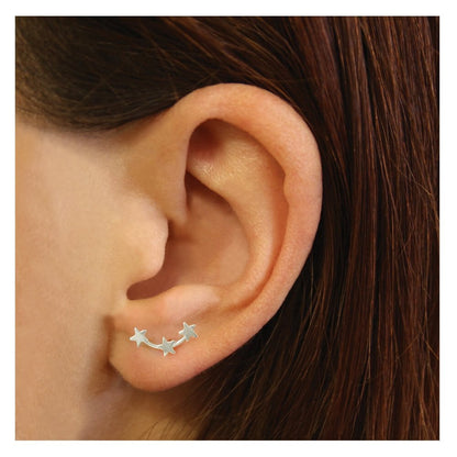 Silver 3 Stars Ear Studs