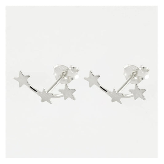Silver 3 Stars Ear Studs