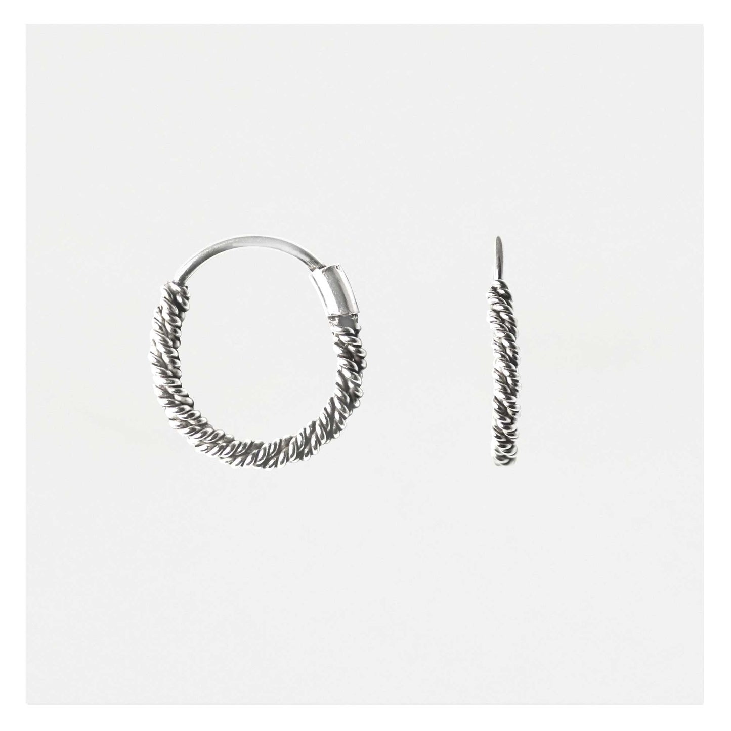 Silver Oxidised Twist Hoop - 10mm