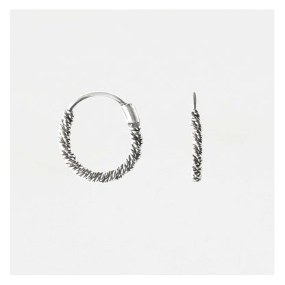 Silver Oxidised Twist Hoop - 10mm