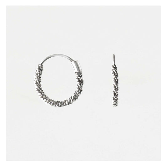 Silver Oxidised Twist Hoop - 10mm