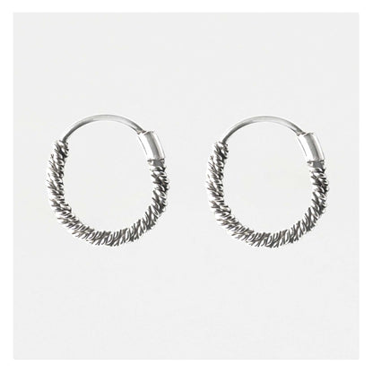 Silver Oxidised Twist Hoop - 10mm