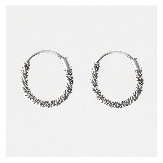 Silver Oxidised Twist Hoop - 10mm