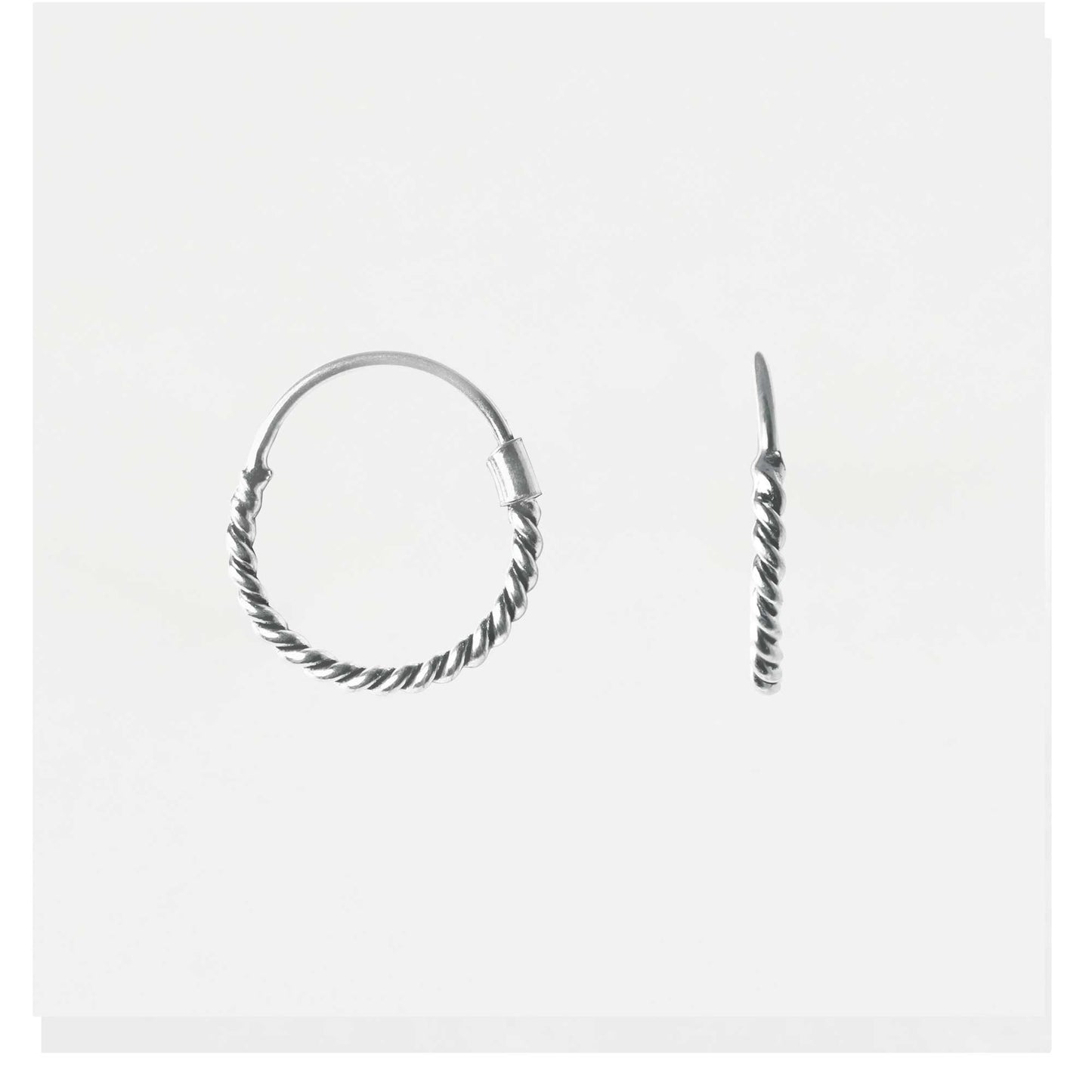 Silver Rope Twist Hoop Earrings - 10mm