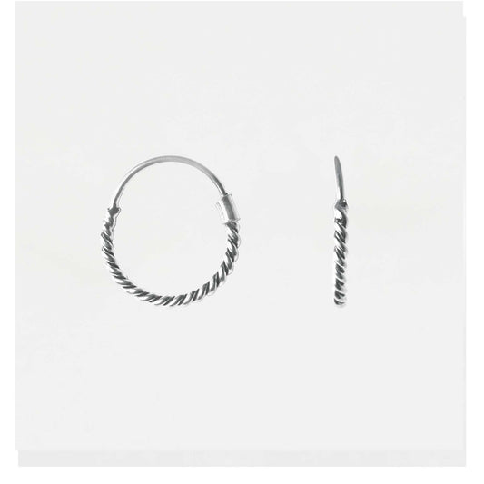 Silver Rope Twist Hoop Earrings - 10mm