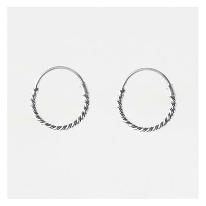 Silver Rope Twist Hoop Earrings - 10mm
