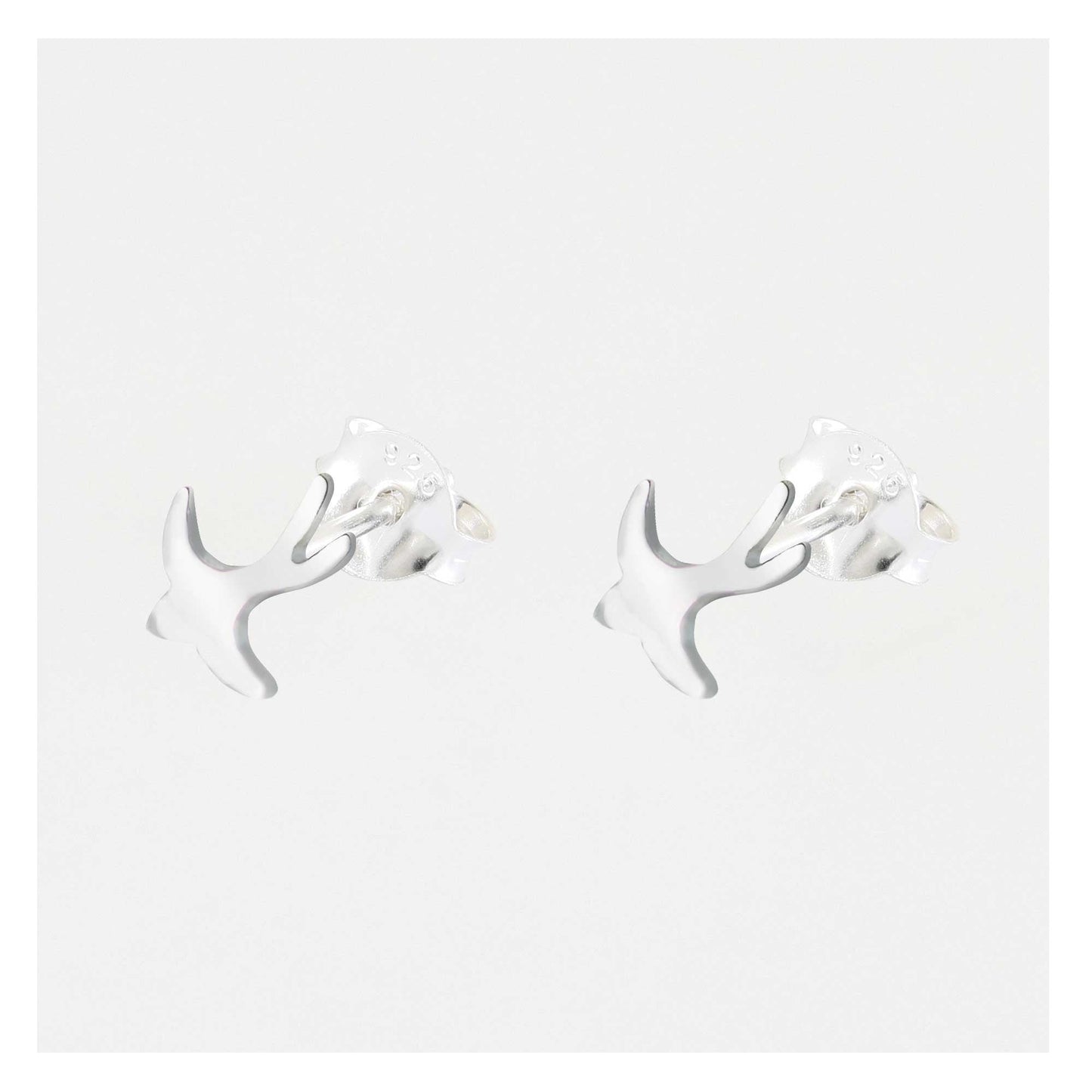 Silver Swallow Bird Stud Earrings