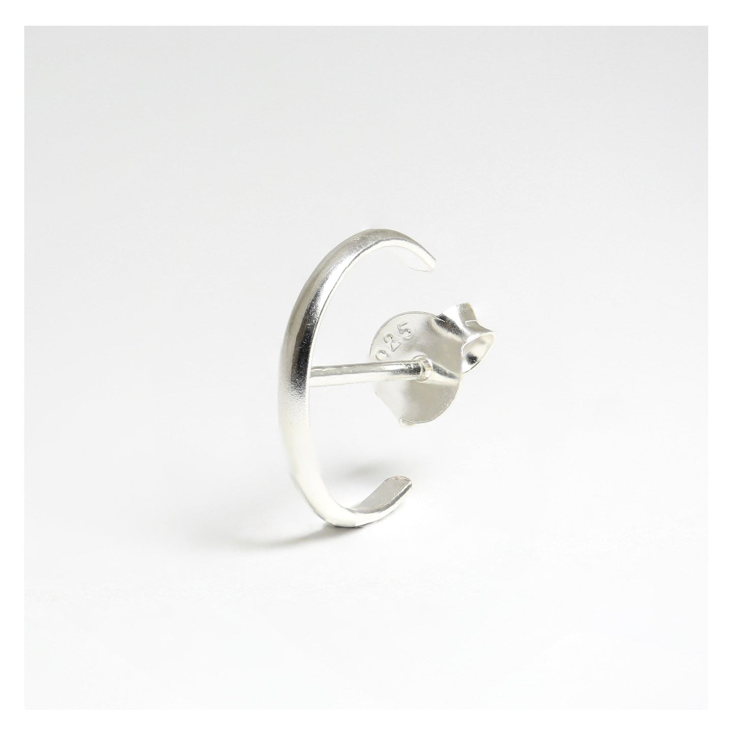 Sterling Silver Curved Plain Pierced Ear Cuff