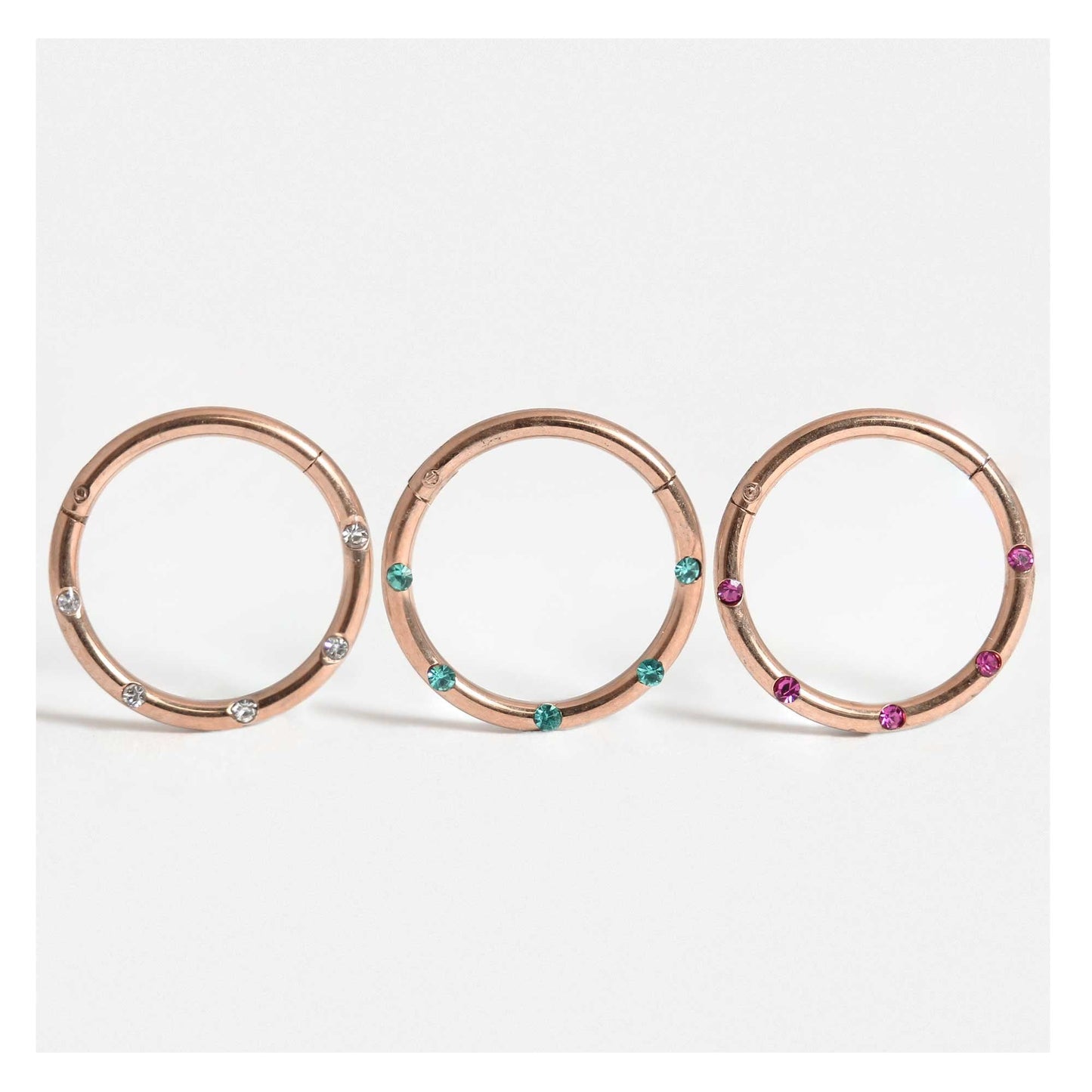 Rose Gold PVD Steel Multi Gem Hinged Segment Ring - 1.2mm